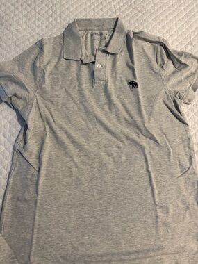 Abercrombie & Fitch Light Gray Polo with Embroidered Moose